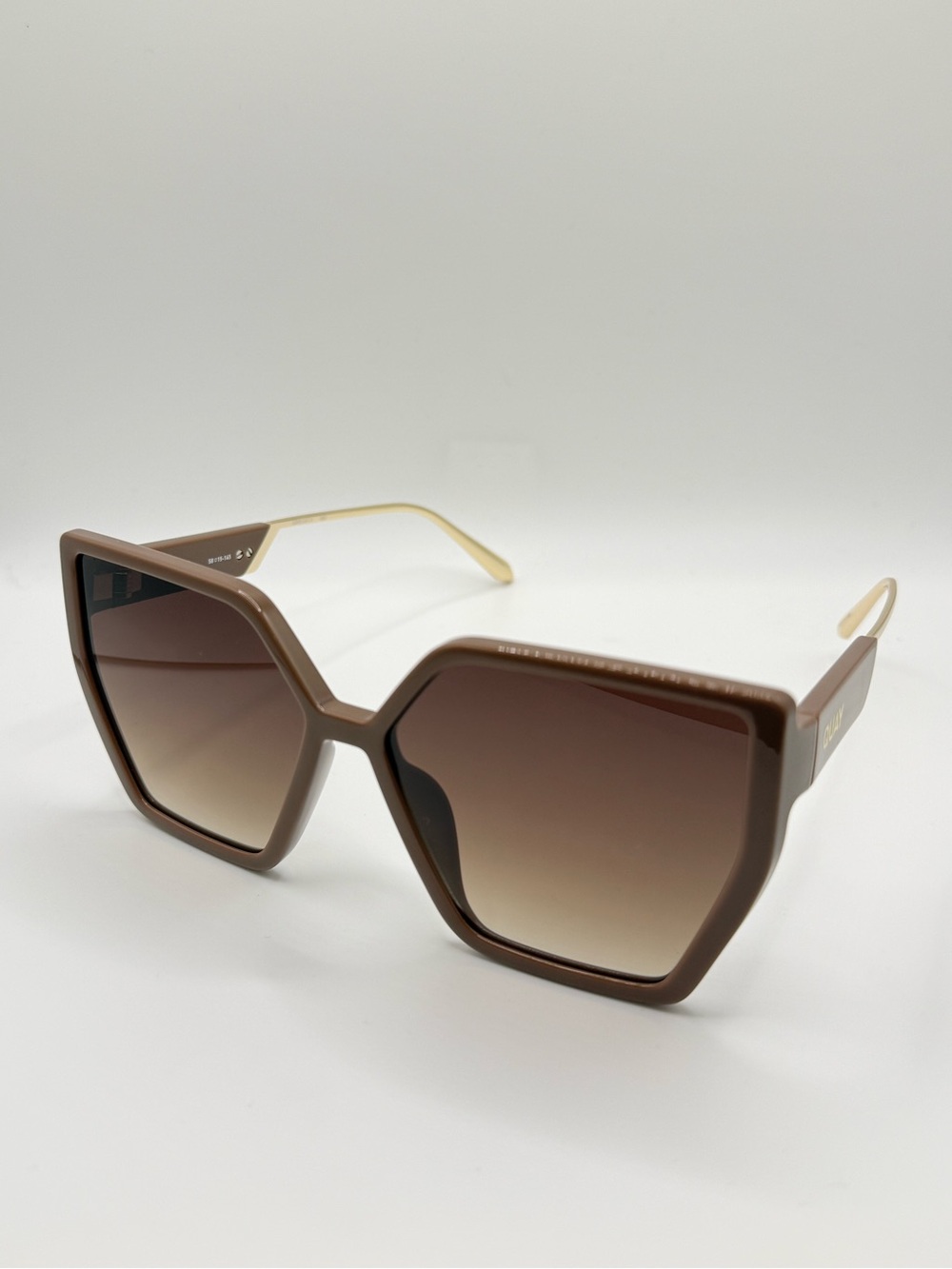 Quay Australia Hotel Lobby Oversized Cat Eye Sunglasses Brown Gold NWT - Picture 2 of 5